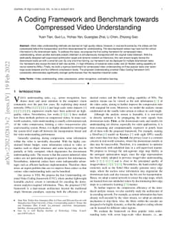 A Coding Framework and Benchmark towards Compressed Video Understanding