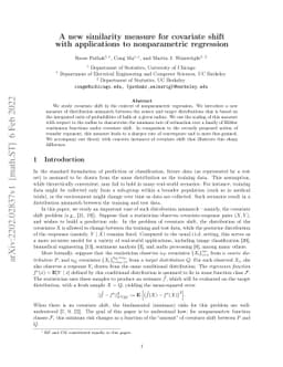 A new similarity measure for covariate shift with applications to
  nonparametric regression