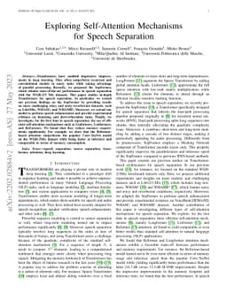 Exploring Self-Attention Mechanisms for Speech Separation