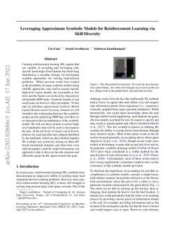 Leveraging Approximate Symbolic Models for Reinforcement Learning via
  Skill Diversity