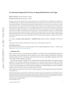 An Automated Approach for Privacy Leakage Identification in IoT Apps