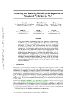 Measuring and Reducing Model Update Regression in Structured Prediction
  for NLP