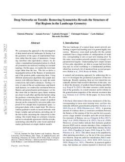 Deep Networks on Toroids: Removing Symmetries Reveals the Structure of
  Flat Regions in the Landscape Geometry