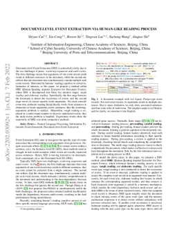 Document-Level Event Extraction via Human-Like Reading Process