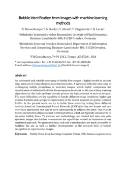 Bubble identification from images with machine learning methods