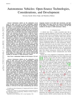 Autonomous Vehicles: Open-Source Technologies, Considerations, and
  Development