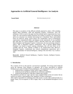 Approaches to Artificial General Intelligence: An Analysis