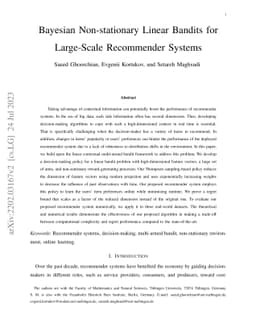 Bayesian Non-stationary Linear Bandits for Large-Scale Recommender
  Systems
