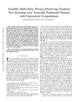 Scalable Multi-Party Privacy-Preserving Gradient Tree Boosting over
  Vertically Partitioned Dataset with Outsourced Computations