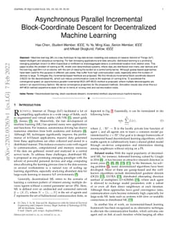 Asynchronous Parallel Incremental Block-Coordinate Descent for
  Decentralized Machine Learning