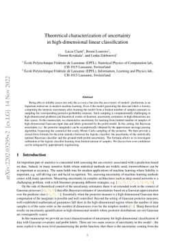 Theoretical characterization of uncertainty in high-dimensional linear
  classification