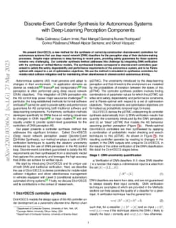 Discrete-Event Controller Synthesis for Autonomous Systems with
  Deep-Learning Perception Components