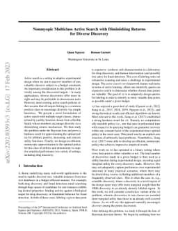 Nonmyopic Multiclass Active Search with Diminishing Returns for Diverse
  Discovery