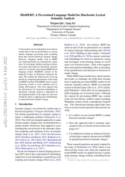 HistBERT: A Pre-trained Language Model for Diachronic Lexical Semantic
  Analysis