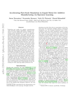 Accelerating Part-Scale Simulation in Liquid Metal Jet Additive
  Manufacturing via Operator Learning