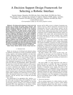 A Decision Support Design Framework for Selecting a Robotic Interface