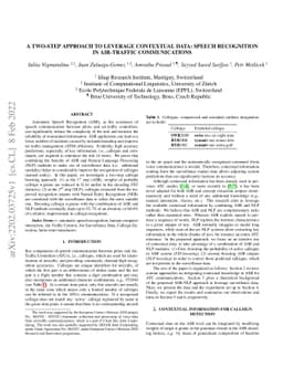A two-step approach to leverage contextual data: speech recognition in
  air-traffic communications