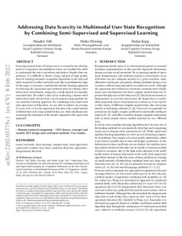 Addressing Data Scarcity in Multimodal User State Recognition by
  Combining Semi-Supervised and Supervised Learning