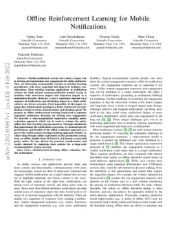 Offline Reinforcement Learning for Mobile Notifications