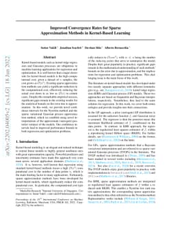 Improved Convergence Rates for Sparse Approximation Methods in
  Kernel-Based Learning