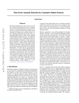 Time Series Anomaly Detection by Cumulative Radon Features