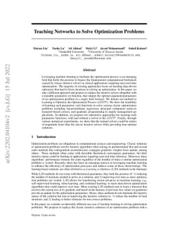 Teaching Networks to Solve Optimization Problems
