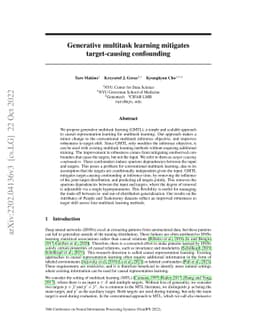 Generative multitask learning mitigates target-causing confounding