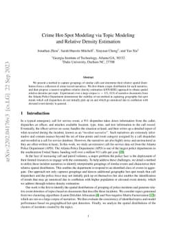 Crime Hot-Spot Modeling via Topic Modeling and Relative Density
  Estimation