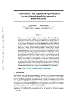 TransformNet: Self-supervised representation learning through predicting
  geometric transformations