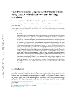 Fault Detection and Diagnosis with Imbalanced and Noisy Data: A Hybrid
  Framework for Rotating Machinery