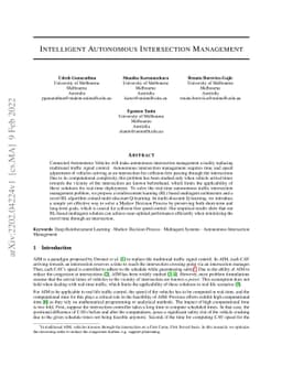 Intelligent Autonomous Intersection Management