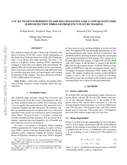 CAU_KU team's submission to ADD 2022 Challenge task 1: Low-quality fake
  audio detection through frequency feature masking
