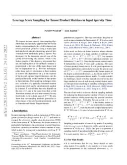 Leverage Score Sampling for Tensor Product Matrices in Input Sparsity
  Time