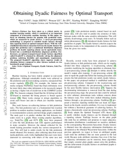Obtaining Dyadic Fairness by Optimal Transport