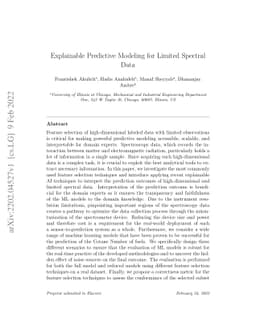 Explainable Predictive Modeling for Limited Spectral Data