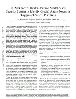 IoTMonitor: A Hidden Markov Model-based Security System to Identify
  Crucial Attack Nodes in Trigger-action IoT Platforms