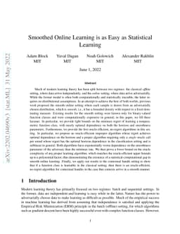 Smoothed Online Learning is as Easy as Statistical Learning