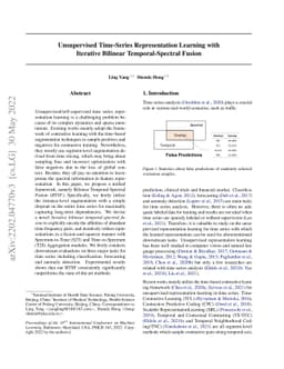 Unsupervised Time-Series Representation Learning with Iterative Bilinear
  Temporal-Spectral Fusion