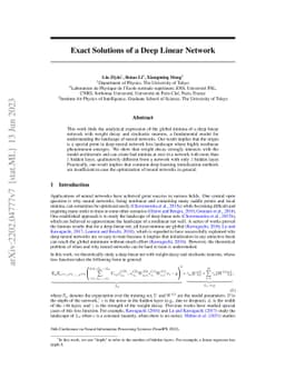 Exact Solutions of a Deep Linear Network