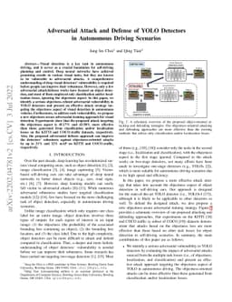 Adversarial Attack and Defense of YOLO Detectors in Autonomous Driving
  Scenarios