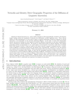 Networks and Identity Drive Geographic Properties of the Diffusion of
  Linguistic Innovation