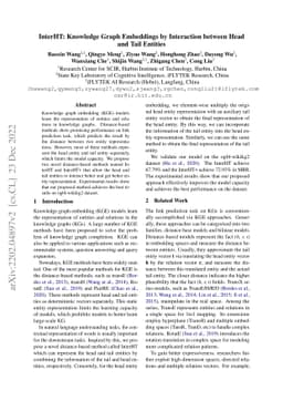 InterHT: Knowledge Graph Embeddings by Interaction between Head and Tail
  Entities