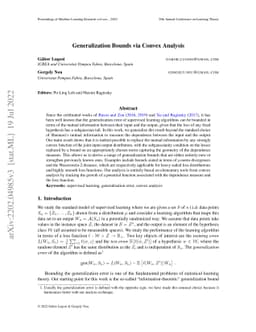 Generalization Bounds via Convex Analysis