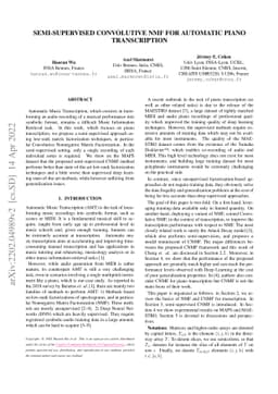 Semi-Supervised Convolutive NMF for Automatic Piano Transcription