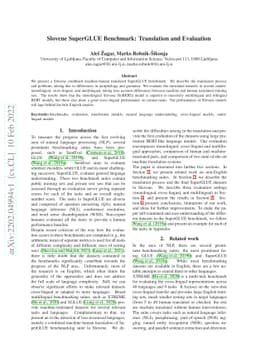Slovene SuperGLUE Benchmark: Translation and Evaluation