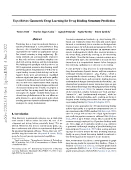 EquiBind: Geometric Deep Learning for Drug Binding Structure Prediction