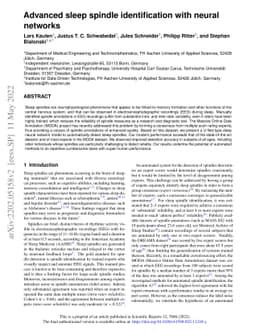 Advanced sleep spindle identification with neural networks