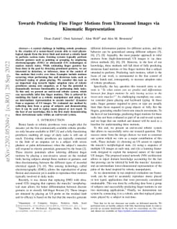 Towards Predicting Fine Finger Motions from Ultrasound Images via
  Kinematic Representation