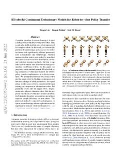 REvolveR: Continuous Evolutionary Models for Robot-to-robot Policy
  Transfer