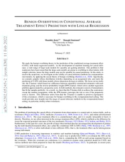 Benign-Overfitting in Conditional Average Treatment Effect Prediction
  with Linear Regression